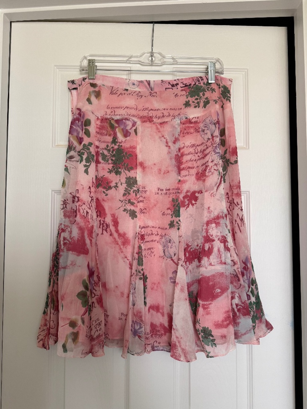 Lapis Silk Skirt, Pink, Parisian, Size L